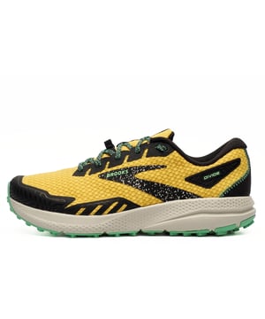 Venture off road with ease in these Brooks Divide 4 mens running shoes, designed to make the transition from road to trail seamless so you can focus on racking up the miles.
 Designed with a breathable textile upper, feet are kept cool and dry whilst a DNA Loft midsole offers customised cushioning adapting to your feet with every glide giving smoother transitions and softer landings.
 TrailTack rubber traction underfoot provides a reliable feel so you can venture offroad with confidence, with high surface area lugs that helps you adapt to uneven terrain and a resilient non-skid rubber helps navigate inclines and descents with ease.
 - Textile / synthetic mix upper
 - DNA Loft supportive midsole,
 - Cushioned ankle & heel collar
 - Toe bumper protects against rocks and debris
 - Secure lace up fastening
 - TrailTack rubber traction
 - Comfort cushioned insole
 - Brooks branding throughout