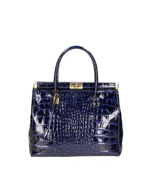 Starre Handtasche mit einem Fach für Damen. Sie verfügt über eine Gesäßtasche, ein Vorhängeschloss mit Schlüssel und einen abnehmbaren Schulterriemen. Italienisches handgefertigtes Produkt aus echtem Leder mit Krokoprägung. Hergestellt in Italien
