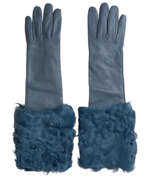 <ul>
  <li>100% autentico Dolce & Gabbana</li>
  <li>Guantes de cuero azul hasta la mitad del brazo con ribete de piel</li>
  <li>Fabricado en Italia</li>
  <li>Detalles del logotipo de Dolce & Gabbana</li>
  <li>Forrado con seda 100%</li>
</ul>