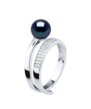 Ring Rush Echte zoetwaterparels ronde 7-8 mm - Quality AAAA + - COLORI BLACK TAHITI - effenen zirkoonoxide - Verstelbare vanaf maat 48 Grootte 62-925 duizendste rhodium - 2 jaar garantie op fabricagefouten - geleverd in een presentatiekoffer met certificaat van echtheid en een Internationale Garantie - Al onze juwelen zijn gemaakt in Frankrijk.
