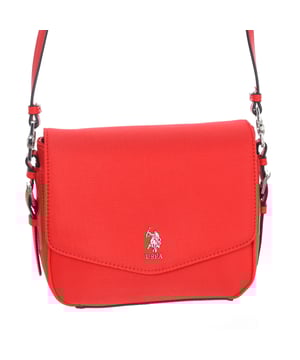 Shoulder bag U.S. POLO ASSN.
 Synthetic.
 Magnet closure.
 Front interior: One open pockets.
 Back interior: One zipper pocket.
 Adjustable strap.
 Interior lining with brand print.
 Brand logo on the front.
 Seams seen in tone.
 Measures: 22x20x8cm
 Composition: 70% Nylon, 30% Polyurethane
 Care:
Clean with a wet cloth.