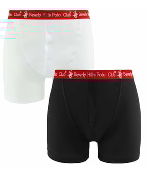 Beverly Hills Polo Club 2-Pack Stretch Waist Black White Mens Boxer Shorts M006 BFB 017