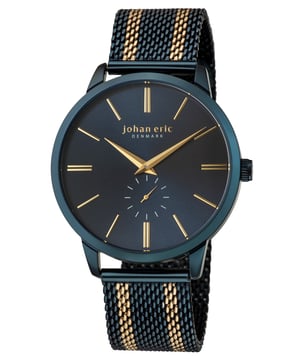 Johan eric: kolding, stainless steel blue watch with stainless steel mesh strap