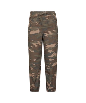 100% Cotton. Design: Camouflage. Fabric Technology: Breathable, Durable, Lightweight. Reinforced Knee. Pockets: 2 Side Pockets, 2 Back Pockets, Welted. Waistline: Drawcord, Elasticated. Cuff: Stretch.