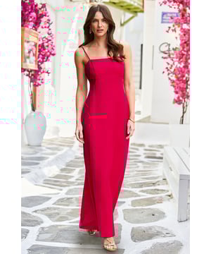 Is it even summer if you're not wearing linen?
Framed by slinky spaghetti straps
Fitted under the bust for a flattering silhouette
Breezy maxi length
Mood-boosting raspberry hue
Just add sandals and statement earrings