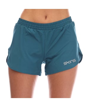 Womens Skins Series-3 Superpose Shorts in teal.- Elasticated waistband.- Hidden mesh panel pocket.- 2-in-1 tights with over-short.- Medium compression profile for everyday comfort and support.- Silver reflective logos.- 100% Polyester.- Ref: ST40300120574