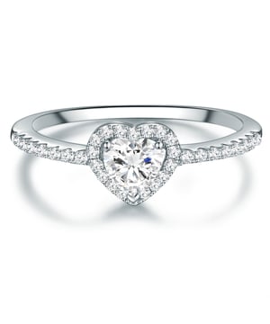 Anyone who loves romantic jewelry is guaranteed to be enchanted by this exquisite engagement ring: the filigree solitary ring of the Seror Manufaktur 1934 beyond a heart -shaped ensemble made of magnificent zirconia stones in brilliant cut. The special thing about the entourage design: The heart-shaped zirconia solitary in pavé version is framed by a dense wreath of small jewelry stones that continue on the half-made ring rail made of rhodium-plated 925 sterling silver. This is how the light breaks in countless facets - the result is an incomparable sparkle on the hand of your loved ones!