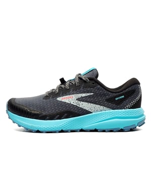 Venture off road with ease in these Brooks Divide 4 womens running shoes, designed to make the transition from road to trail seamless so you can focus on racking up the miles.
 Designed with a breathable textile upper, feet are kept cool and dry whilst a DNA Loft midsole offers customised cushioning adapting to your feet with every glide giving smoother transitions and softer landings.
 TrailTack rubber traction underfoot provides a reliable feel so you can venture offroad with confidence, with high surface area lugs that helps you adapt to uneven terrain and a resilient non-skid rubber helps navigate inclines and descents with ease.
 - Textile / synthetic mix upper
 - DNA Loft supportive midsole,
 - Cushioned ankle & heel collar
 - Toe bumper protects against rocks and debris
 - Secure lace up fastening
 - TrailTack rubber traction
 - Comfort cushioned insole
 - Brooks branding throughout