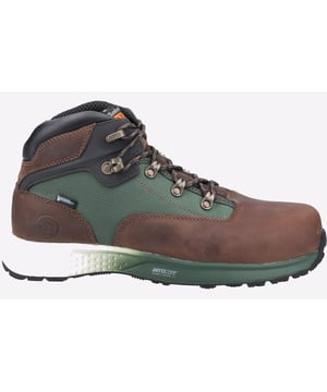 This fully-waterproof Euro Hiker boot features anti-fatigue and Aerocore technologies for the ultimate in all-day comfort and support.
-Full Grain leather-Breathable and moisturewicking lining with anti-microbial treatment for odour control
-Non-marking TPU compound and versatile lug design grips surfaces from slick floors to uneven terrain
-TPU-wrapped midsole delivers maximum energy return while resisting rips, abrasions and scuffs
-Anti-Fatigue Technology polyurethane footbed for shock absorption and energy return
-Non-Metallic puncture resistant puncture plate
-Composite Safety Toe Powered by Carbon Shield technology
-The ReBOTL material in this shoe contains at least 50% recycled PET