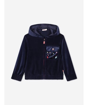 Introducing the Girls Velour Zip Up Top in Navy from billieblush, a true reflection of sophistication and comfort for the AW2024 season. Each piece meticulously crafted to offer an unparalleled experience for your little girl. Here are the standout features: **Chic Navy Hue:** Timeless navy colour that oozes elegance versatility.   **Luxurious Comfort:** High-quality fabric ensures all-day comfort, perfect for your girl's dynamic life.   **Designer Accents:** Unique billieblush detailing sets this tracksuit apart, making it not just apparel but a style statement.   **Functional Pockets:** Stylish yet functional pockets for keeping little treasures safe.Elevate her wardrobe with this exquisite designer ensemble. Ideal for both casual and special occasions!