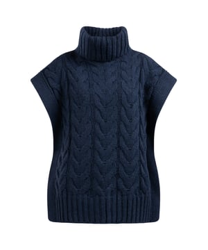 kein Futter/no lining, keine Füllung  Bereichern Sie Ihre Garderobe durch einen Pullunder von DreiMaster Vintage. Das grob gestrickte Design mit Zopfstrickmuster und breitem Rollkragen ist der perfekte Partner für angesagte Layer-Outfits. Das weiche Modell aus einem Garngemisch wurde in Italien gefertigt und passt ideal zu Denim und Boots.  Strickweste