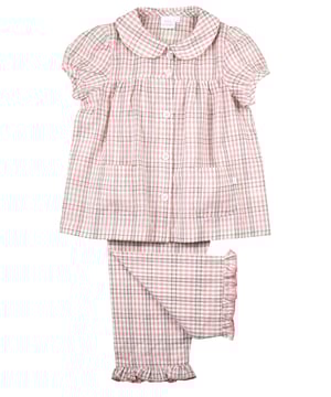Get ready for sweet dreams in style with our exclusive summer pajama set for girls! Made with the finest materials and designed for utmost comfort, these pyjamas are perfect for warm summer nights.

✨ Features:
Classic Pink Check Design: Timeless and charming, these pajamas feature a delightful pink check pattern that adds a touch of whimsy to bedtime.
Lightweight Fabric: Crafted from breathable and soft fabric, these pyjamas keep your little one cool and cozy all night long.
Traditional Style: With a nod to tradition, these pyjamas boast a classic button-up shirt with matching bottoms, providing a snug yet relaxed fit.
Treat your little girl to the ultimate in bedtime luxury with our summer pyjamas.  Make her summer nights even more magical!