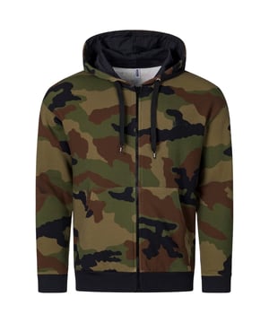 Moschino Green Hoodie, Elasticated Sleeve Ends and Waist, Drawstring Hood, Camoflauge, 97% Cotton, 3% Elastane, Camo Hoodie, Branding On Left Chest, Moschino Collection, Green Hoodie, Monotone Logo On Chest