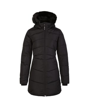 Material: 100% Polyester. Lining: Cire Finish. Design: Quilted. Fabric Technology: Ared 10000, Breathable, DWR Finish, Temperature Control, Waterproof. High Warmth, Inner Zip Guard, Metal Zip Pull. Neckline: Hooded. Cuff: Leatherette Binding. Sleeve-Type: Long-Sleeved. Hood Features: Adjustable, Detachable Faux Fur Trim, Grown On Hood. Length: Longline. Pockets: 2 Lower Pockets, Zip. Fastening: Two Way Zip. Hem: Leatherette Binding, Side Vents, Zip. Sustainability: Made from Recycled Materials.