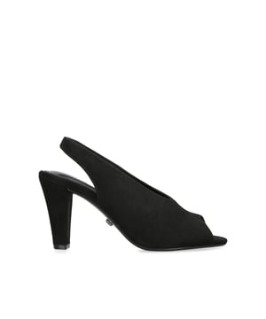 Delina Pointed Toe High Heels With Diamante Bow Strap In Black Fine Glitter  By Where's That From