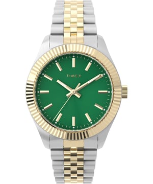 Dit Timex Legacy Analoge Horloge voor Dames is het perfecte horloge om te dragen of als cadeau te geven. De Multicolour 36 mm ronde kast, in combinatie met de comfortabele Multicolour RVS horlogeband, zorgt ervoor dat je deze prachtige tijdmeter zonder compromissen kunt dragen. Aangedreven door een hoogwaardige Quartz beweging en waterbestendig tot 5 bar, blijft je horloge goed functioneren. Een frisse kijk op een traditioneel horloge, de Timex Legacy slaagt er altijd in nieuwe manieren te vinden om ons verhaal te vertellen. Dit Analoge horloge heeft als functie: Luminieuze Wijzers. Hoogwaardige 19 cm lengte en 17 mm breedte, een Multicolour RVS band met een opklapbare sluiting met drukknop. Kastdiameter: 36 mm, kastdikte: 10 mm, kastkleur: Multicolour en wijzerplaatkleur: Groen.