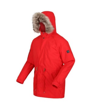 Material: 100% Polyester. Stoff: Gepeached. Innenfutter: Taft. Design: Logo, Einfarbig. Verstellbare Taille, hohe Wärmeleistung, verschweißte Nähte. Gewebe-Technologie: Atmungsaktiv, DWR-Finish, Isolierend, Isotex 5000, Quick Dry, Thermo-Guard, Wasserdicht, Winddicht. Manschette: Verstellbar. Ausschnitt: Mit Kapuze. Ärmel-Typ: Langärmelig. Kapuzen-Merkmale: Kunstpelzbesatz, angewachsene Kapuze, Knebelversteller. Taschen: Innentasche mit Reißverschluss, 1 Ärmeltasche, Reißverschluss, 2 untere Taschen, Pattenverschluss, Druckknopfverschluss. Verschluss: Zwei-Wege-Reißverschluss. 5000g/m²,/24hrs. Saum: Shockcord-Saum.