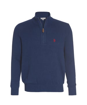 Hochwertiger und langlebiger Herren Pullover mit Reißverschluss von der Marke U.S. Polo Assn. – Passt perfekt auf die Jeans, den Anzug oder die Stoffhose- Für viele Anlässe geeignet - Pulli - Herren Troyer für Herbst / Winter und den Frühling
