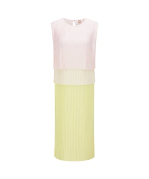 Womens BOSS Emanis Dress- 3 layer dress with colour blocking- Pleated design- Round neck- Dropped shoulder with straight fit- Sleeveless- Keyhole back with mini button. - Midi length- Main: 68% viscose  32% polyester. Lining: 100% modal. Machine wash.- Ref: 50472409-965