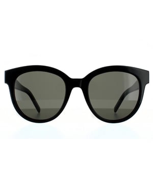 Saint Laurent Round Womens Black Grey Sunglasses Saint Laurent are an easy to wear contemporary round style with a chunky acetate frame and metal YSL logo on the temples..