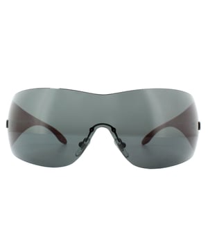 Versace Sunglasses VE2054 100187 Gunmetal Grey are a large wrapped shield style, one of Versace's classic styles which they do so well. The Versace lettered logo appears at the temples for that stamp of authenticity and quality.