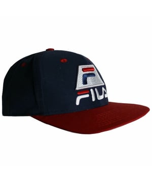 Fila Logo Flat Brim Adjustable Unisex Navy Blue Red Cap 12919592 0400