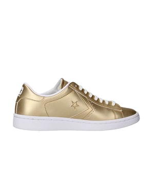 Converse Pro Lace-Up Gold Smooth Leather Womens Trainers 555946C