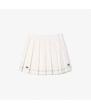 Dames Lacoste Sport Roland Garros Edition Geplooide Rok - Geplooid uitlopend model - Elastische tailleband - Groen geborduurde krokodil - Roland Garros logo - Ref: JF7302-70V