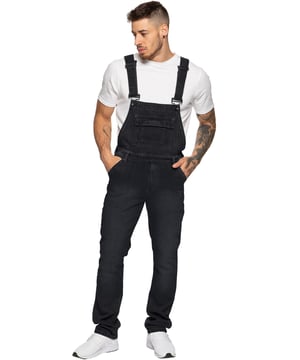 Enzo Herren Denim Overall Latzhose. Diese entspannte, regulär geschnittene Latzhose hat einen Reißverschluss, 6 Taschen, darunter eine Latztasche mit Klappe, eine verstellbare Metallschnalle an den Trägern zur Längenanpassung, Gürtelschlaufen und Knöpfe und Nieten mit Markenzeichen. Strapazierfähiges, aber weiches Denim-Gewebe, ideal für schwere Arbeit und Freizeitkleidung.