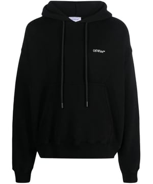 El motivo reconocible al instante de Off-White, la Flecha, adorna la parte posterior de esta sudadera con capucha de algodón negra en una versión descolorida de 'Scratch' en tonos blancos, un guiño a la afinidad de la marca por la logomanía y los estampados gráficos atrevidos.