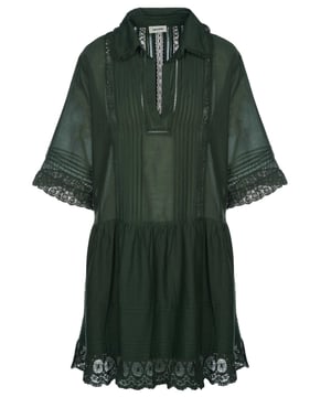 72% katoen, 28% viscose; Zadig & Voltaire jurk ROSEA TOMBOY;  Model: WWDR01203 100012;  Hoogwaardige afwerking;  katoenmix;  Ellebooglange mouwen;  Kanten details op de kraag, mouwen en zoom