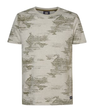 T-Shirt mit Rundhalsausschnitt und kurzen Ärmeln. Dieses T-Shirt hat ein Allover-Muster. Hergestellt aus 100 % Baumwolle. Du schwankst zwischen zwei Größen? Nimm die größere Größe! Kurzarm-T-ShirtRundhalsausschnittAllover-Muster100 % BaumwolleDas Model ist 191 cm groß und trägt Größe L.