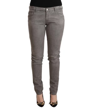 Brand: ACHT
  Condition: Brand new with tags
  Material: 98% Cotton 2% Elastane
  Color: Gray
  Fit: Skinny cut
  Waist: Low waist
  Closure: Zipper and button
  Features logo details
  Gender: Women