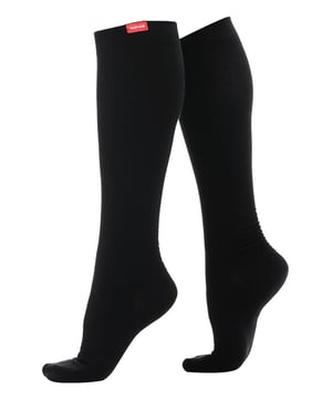 Energize your legs! Using integrally-knit graduated compression, these compression socks apply therapeutic pressure that starts at the ankle and gradually eases above. It’s this external pressure that energizes your legs and Reduces Swelling. These socks have a 15-20 mmHg compression level that is ideal for all-day, everyday wear, sitting or standing for long periods. High-quality premium merino wool throughout the sock allows for sustained compression throughout the day. Alleviate achiness & heaviness by squeezing the legs from the bottom up, our legwear can help increase circulation of freshly oxygenated blood back to your legs. These are made for people with circulation problems and also ideal for flight travel, pregnancy, exercising, when sitting or standing for long periods of time and even during visits to hospital. These socks are specially designed to energise legs, reduce swelling, alleviate achiness & heaviness and to aid in muscular recovery. Made with high-grade Australian Merino wool and a 200-needle count for flexibility and comfort which contours leg and heel for superior fit. These socks are comfortable and breathable with graduated compression from ankle to calf with a contoured leg and heel for a great fit. The flexible toe pocket doesn’t squeeze the toes! They are also the extra wide style to fit comfortably around the wider legs and calves. Tested & Trusted: Based out of Missoula, Montana, VIM & VIGR is dedicated to creating products that provide you with everyday relief. VIM & VIGR graduated compression legwear was developed in partnership with vascular surgeons and vein clinics and all products are listed with the Food and Drug Administration (FDA). These compression socks are available in 3 colours: Black, Purple and Black/Grey and 3 sizes: Small/Medium, Medium/Large and Large/X-Large. They’re made out of 45% Nylon, 40% Merino Wool, 15% Spandex (Latex-free).
