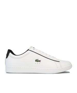 Mens Lacoste Carnaby Evo Tumbled Leather Trainers in white - black.<BR><BR>- Premium tumbled leather upper.<BR>- Lace up fastening with comfortable flat laces.<BR>- Padded collar and tongue.<BR>- Piqué-inspired mesh lining.<BR>- Removable Ortholite sockliner for comfort and odour control.<BR>- Rubber cupsole with stitching.<BR>- Embroidered Lacoste lettered branding at tongue.<BR>- Contrast heel patch with embossed crocodile.<BR>- Embroidered crocodile to side.<BR>- Leather upper  Textile lining  Synthetic sole.<BR>- Ref: 7-39SMA0061147