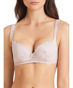 Aubade Softessence Moulded Half Cup Bra. Made from recycled luxury embroidered fabric, this product is recommended as hand wash only.