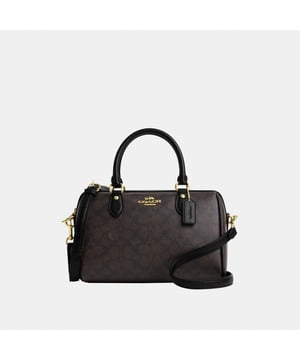 Rowan Satchel in Signature Canvas, Inside zip and multifunction pockets, Outside zip pocket,  Length: 25.50 cm,  Width: 14.00 cm,  Height: 17.00 cm