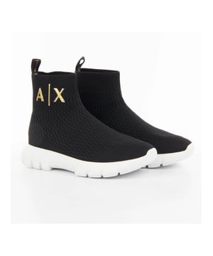 Basket Armani Exchange XL Extralight Femme Schwarz Synthétique. Authentischer Schuh der Marke Armani Exchange - Streetwear/Sportswear-Design von Armani Exchange - Armani Exchange für modebewusste Frauen, perfekt für den Alltag - Der schwarze Basket von Armani Exchange lässt sich hervorragend mit dem Rest Ihrer Garderobe kombinieren - Bequeme synthetische Materialien - Klassisches Elastik - XL Extralight - Textil.