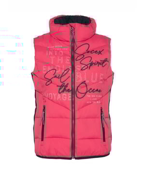 Een decoratieve logoprint siert de voorkant van het gewatteerde damesgilet van SOCCX. Er staat ook een kleine print op de bovenrug. Het gilet voelt heerlijk licht aan, heeft contrasterende strepen aan de zijkanten en een elastische boord. Het is ook voorzien van praktische ritszakken. Zeer aangenaam om te dragen, comfortabel en sportief gesneden tegelijk. Kan met veel kledingstukken worden gecombineerd.