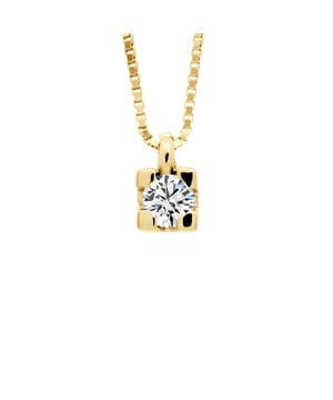 Ketting Diamond Solitaire 0070 Cts (1 x 0,070 CTS) Size Glossy - Serti 4 Claws - Quality HSI (kleur H - Quality Si1) - Chain Venetiaanse Lengte 42 cm - Yellow Gold 375 duizendste - 2 jaar garantie - Wordt geleverd in een koffer met een certificaat authenticiteit en een Internationale Garantie - Al onze juwelen zijn gemaakt in Frankrijk.