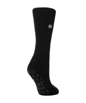 Keep feet warm, protected and supported around the home in a pair of Heat Holders slipper socks. They have the normal extra warm feeling of Heat Holders original thermal socks, but they also feature special anti slip grips on their soles, which will prevent slipping on wooden or laminate flooring to keep you secure around your home. With a massive tog rating of 2.34 they are the warmest thermal sock for you - 7X warmer than the ordinary cotton sock (0.33 tog)! These seriously chunky and warm slipper socks are made with a specifically developed extra heavy bulk yarn with extreme thermal qualities and moisture wicking abilities. Their long looped thermal pile created with innovative knitting technology produces the unique extra long looped cushion pile to hold in more warm air - increasing the thermal tog rating even more. They also have a super-soft brushed inner which maximises the amount of warm air held to the skin for all-day warmth and comfort.