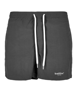 Heren zwembroek van het merk Ballin Est. 2013. De zwembroeken van Ballin Est. 2013 zijn gemaakt van polyester en nylon, en hebben een normale pasvorm. Het zachte nylon zorgt voor een heerlijk draagcomfort.  Modelnaam: Small Logo ZwembroekCategorie: heren zwembroekMaterialen: polyester, nylonKleur: donkergrijs