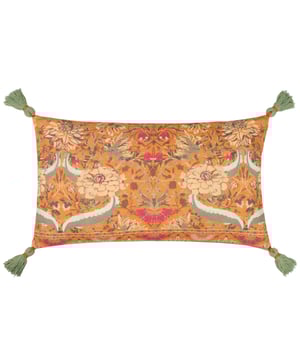 Inspired by arts and crafts, the Charais cushion fuses beautiful colour combinations together to create a busy smorgasbord of vivid tones and decorative floral patterns, which are all printed on incredibly soft cotton. Finished with a cotton reverse and corner tassels for added style, this piece will add a splash of colour to all interiors.