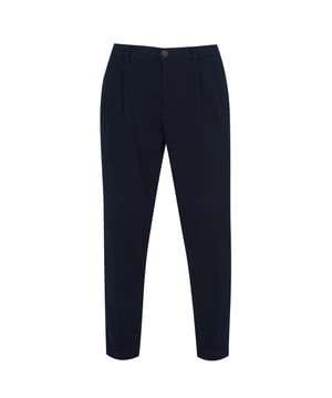 BOSS x Russell Athletic Pajan Trousers - Regular fit trousers by BOSS x Russell Athletic, tailored with a regular rise. These smart-casual trousers are crafted in a mix of virgin wool and acrylic fabric for comfort and mobility. The trousers feature a zipped fly and button fastening with elasticated waist and belt loops, two front slit pockets and two back pockets with button fastening. The look is finished with a textured pattern and the iconic brand collaboration label embroidered on the back pocket for true brand appreciation. Material, 45% acrylic, 45%, virgin wool, 8% polyamide, 2% elastane. Machine washable at 30 degrees.