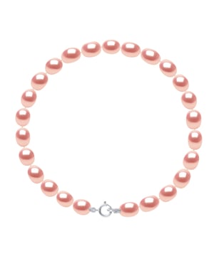 Bracelet made with Cultured Freshwater Pearls rice grain 4-5 mm - Natural Pink Color spring-loaded clasp White Gold 750 Length 18 cm , 7 in - Our jewellery is made in France and will be delivered in a gift box accompanied by a Certificate of Authenticity and International Warranty