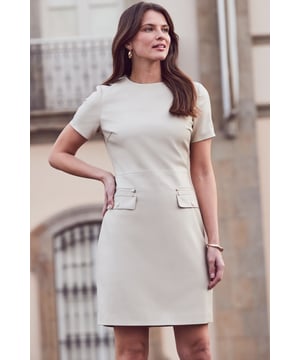 Compliments guaranteed
So luxe you'd never know it's faux leather
Comfy-chic shift with a clever waist-cinching seam
Elevated with statement zip and pocket details
Neutral shades are so now
Style with courts, strappy heels or ankle boots