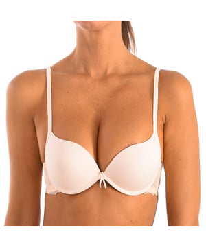 Sujetador Judith mujer Selene.
Color Rosa palo

Sujetador de microfibra con aros y copa de relleno doble \'push-up\' con encaje en la espalda.
Una prenda cómoda y femenina ideal para el día a día de la mujer.

Composición:  57% Poliéster, 35% Poliamida, 8% Elastano.

Lavar a mano. 
Temperatura máxima 30º.
No planchar. 
No usar lejía.
No usar secadora.
No lavar en seco.