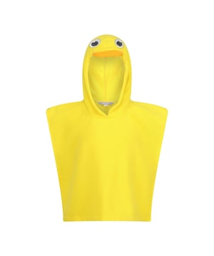 100% Polyester. Stof: Badstof. Ontwerp: Eend, Geborduurd. 180gsm. Kapkenmerken: Dierenoren, Op de kap gegroeid. Bevestiging: Trek aan de achterkant.