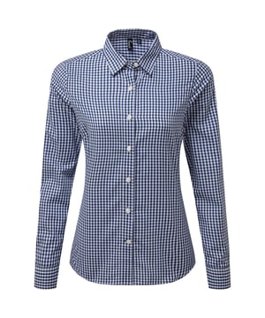 65% Polyester, 35% Baumwolle. Gewebe: Garngefärbt. Design: Kariert, Vichykaro. Button-Down-Kragen. Abnäher an Rücken, Brustabnäher, Pflegeleicht, Überärmel. Passform: Anliegend geschnitten. GSM (Gramm pro Quadratmeter): 110. Nachhaltigkeit: Amfori-Freigabe, BSCI, REACH, Sedex, WRAP Zertifikat. Button-Down-Kragen, Schmaler Kragen. Bündchen: Geknöpft. Saum: Geschwungener Saum. Langärmlig.