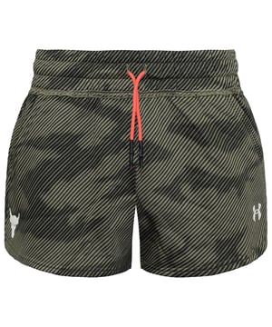 Under Armor Project Rock Womens Green Fleece gedruckte Shorts